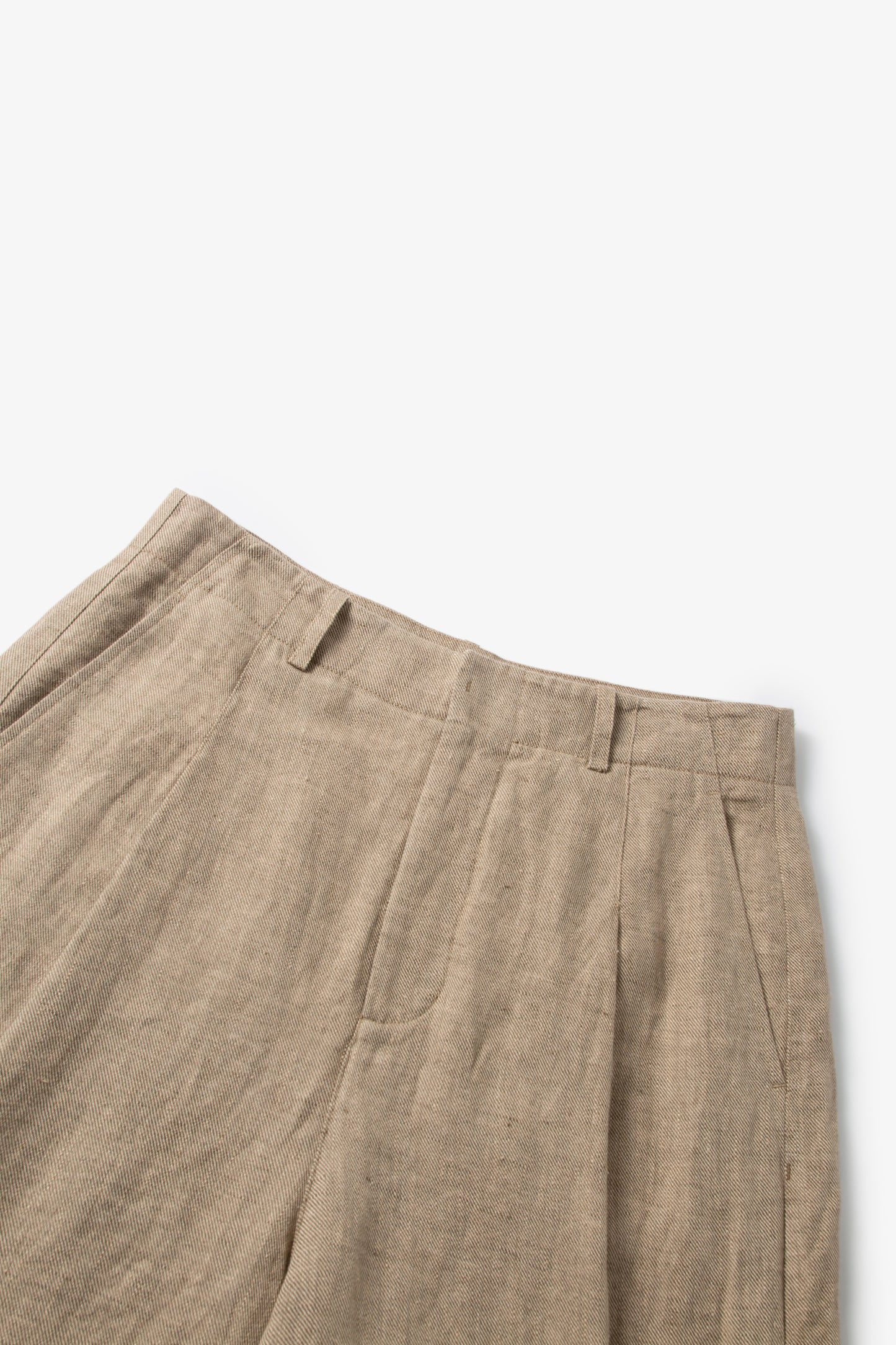 Pleated Wide-Leg Linen Pants