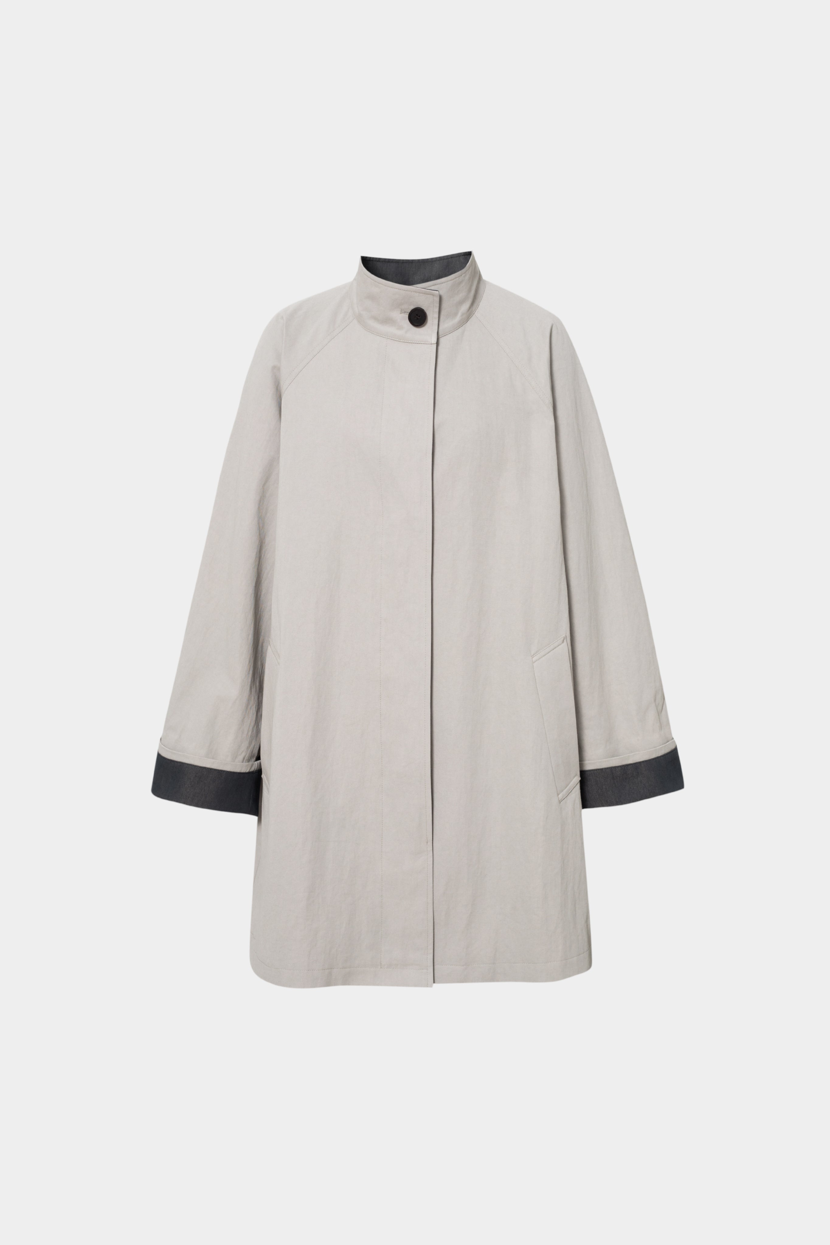 Cotton-Nylon Stand Collar Coat