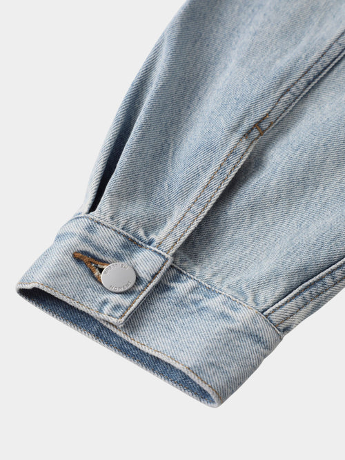 Load image 1 in gallery view. Washed Cotton Denim Trucker Jacket