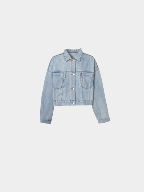 Load image 1 in gallery view. Washed Cotton Denim Trucker Jacket