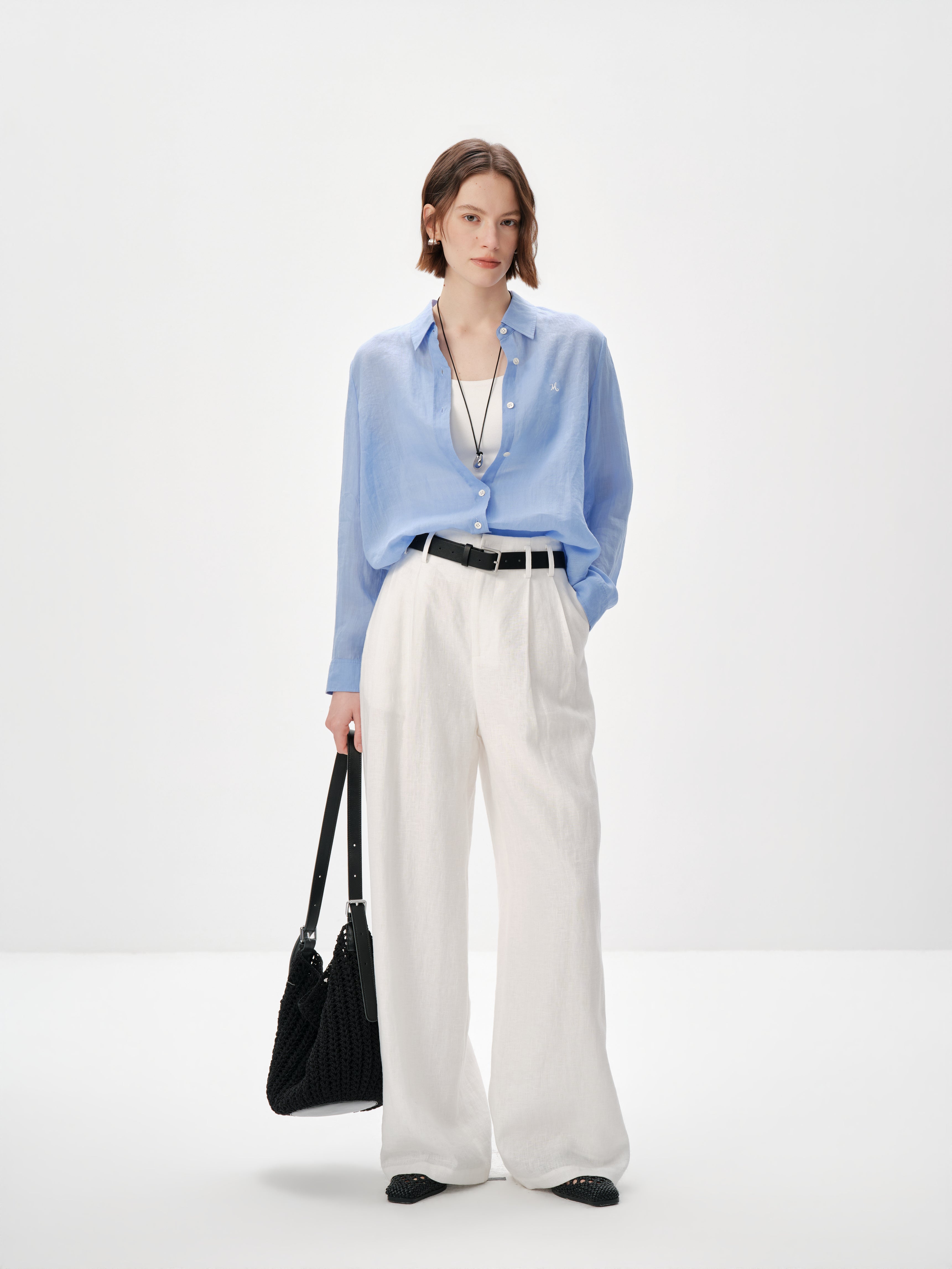 Pure Linen Relaxed Long-Sleeve Shirt