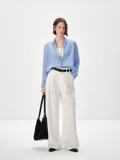 Load image 1 in gallery view. Pure Linen Relaxed Long-Sleeve Shirt