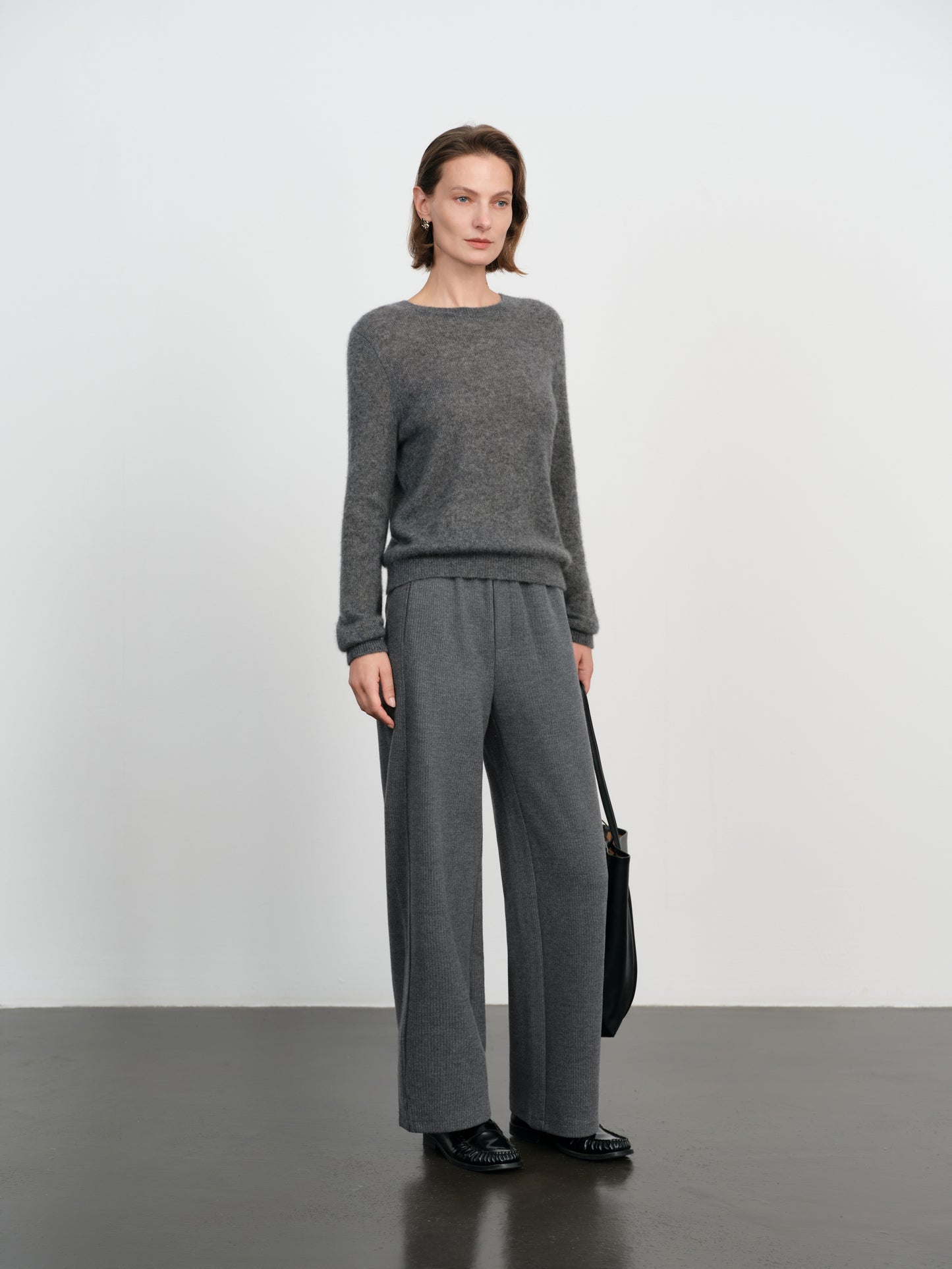 Cashmere-Silk Crewneck Knit Sweater