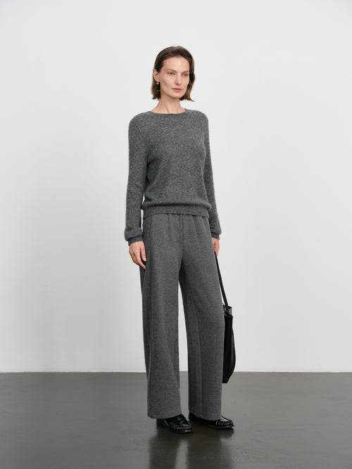 Load image 1 in gallery view. Cashmere-Silk Crewneck Knit Sweater
