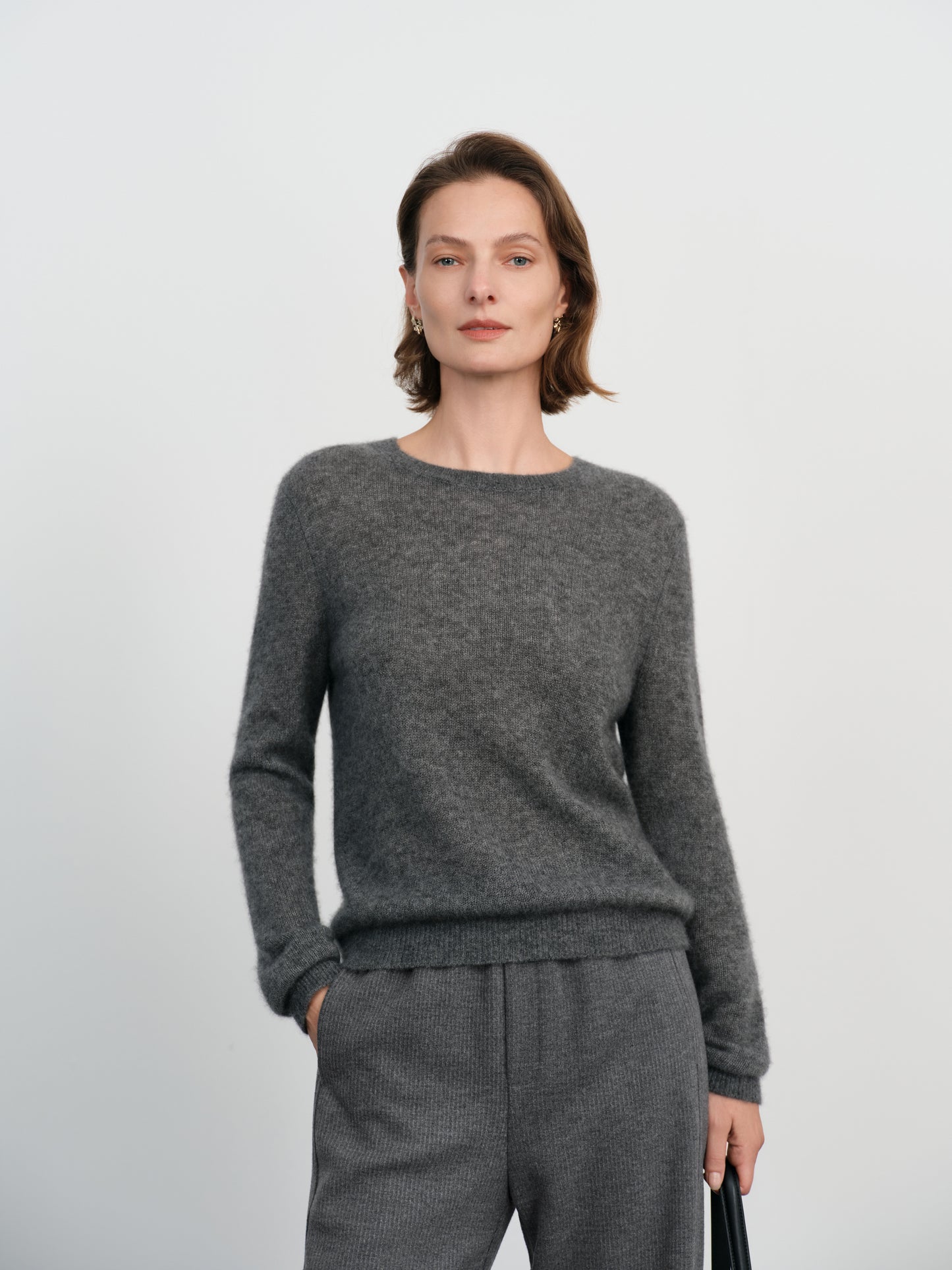 Cashmere-Silk Crewneck Knit Sweater