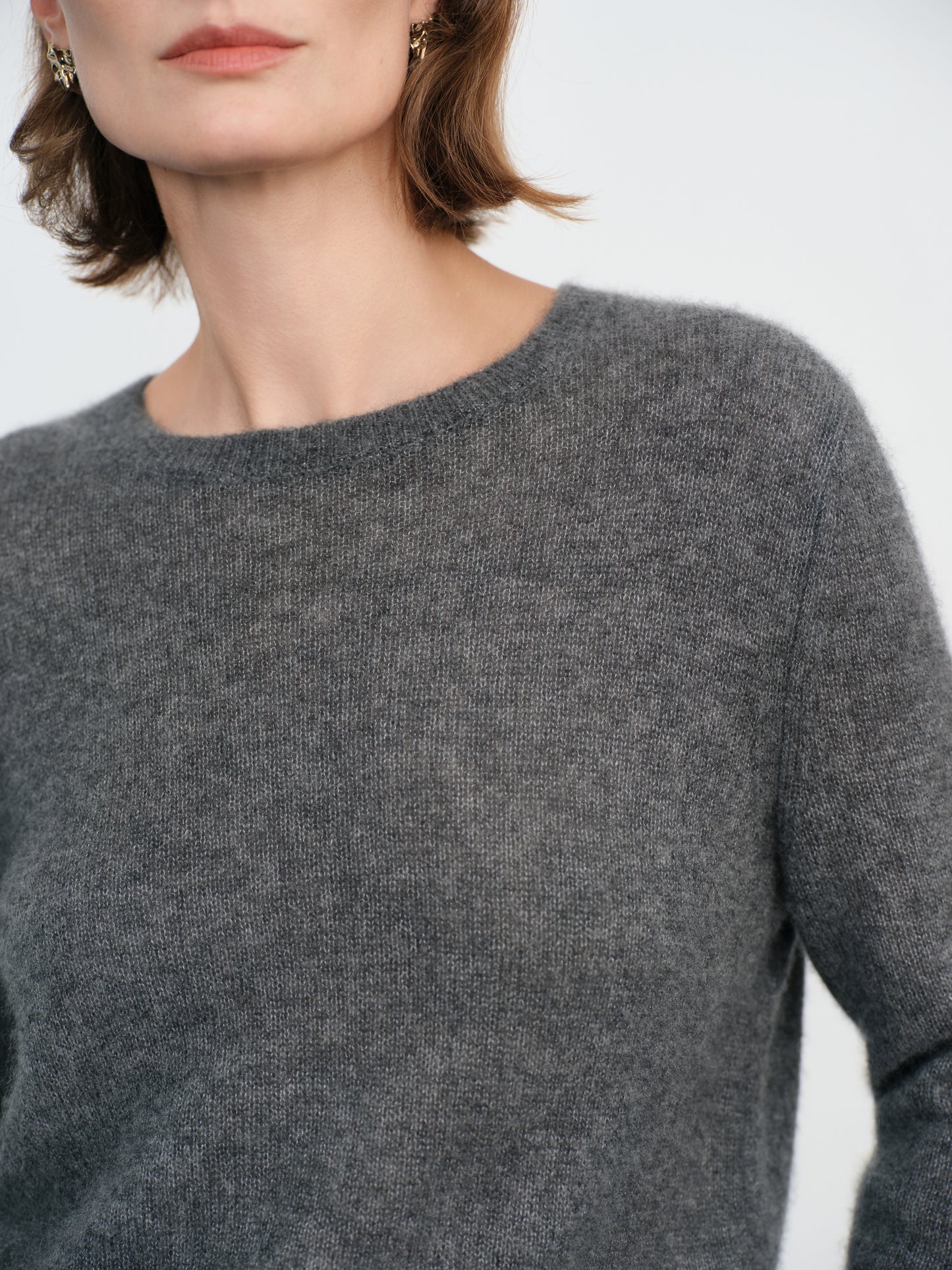 Cashmere-Silk Crewneck Knit Sweater