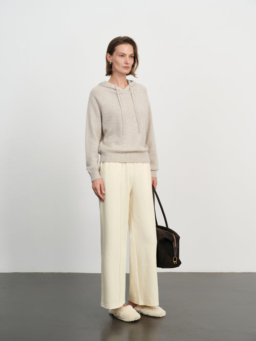 Load image 1 in gallery view. Cashmere Drawstring Hooded Knit Sweater