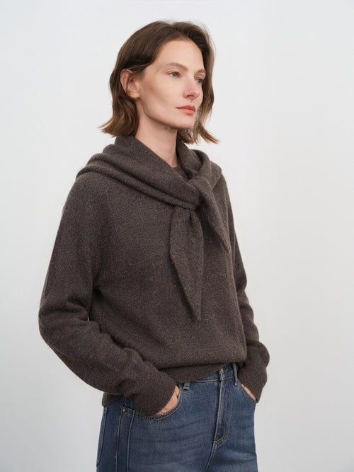 Load image 1 in gallery view. Scarf-Neck Cashmere Sweater