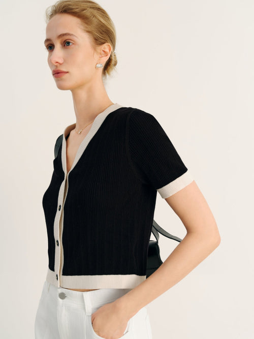 Load image 1 in gallery view. Black and White Cardigan