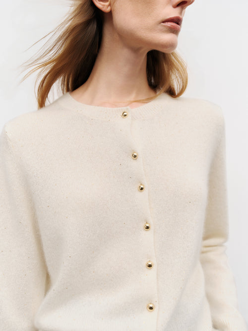 Load image 1 in gallery view. Sequin Cashmere-Silk Knit Cardigan