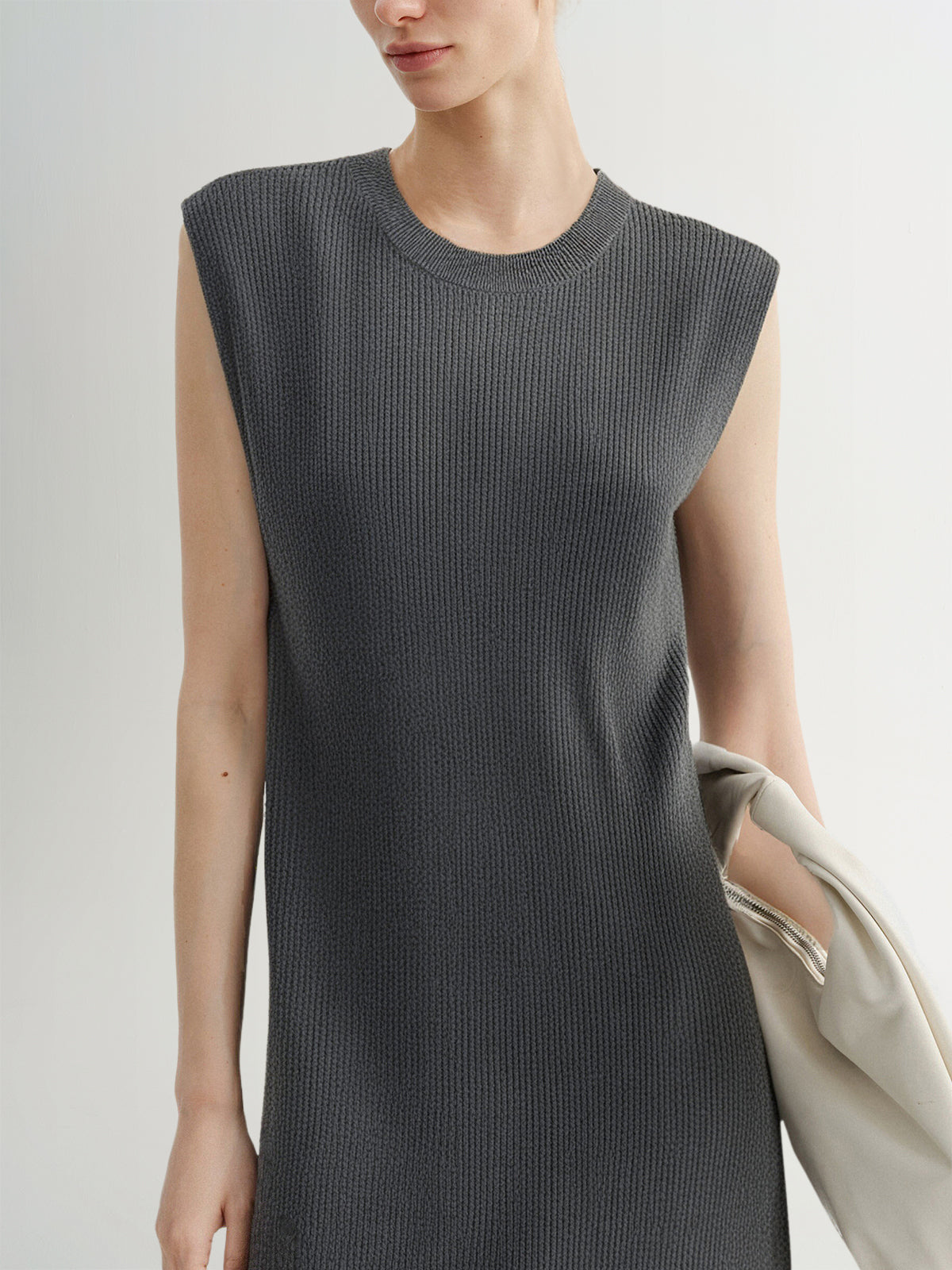 Sleeveless Wool-Blend Knit Dress