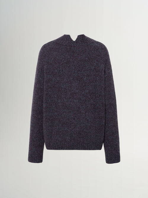 Load image 1 in gallery view. Deep Navy Crewneck Silk-Cashmere Sweater
