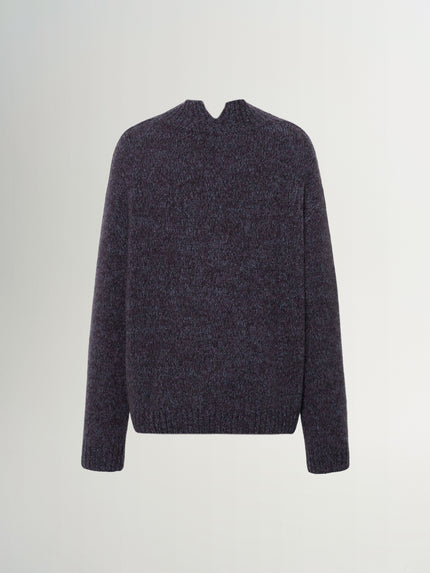 Deep Navy Crewneck Silk-Cashmere Sweater