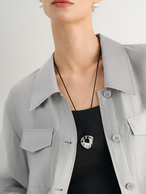 Load image 1 in gallery view. Lyocell Structured Shoulder Lightweight Jacket