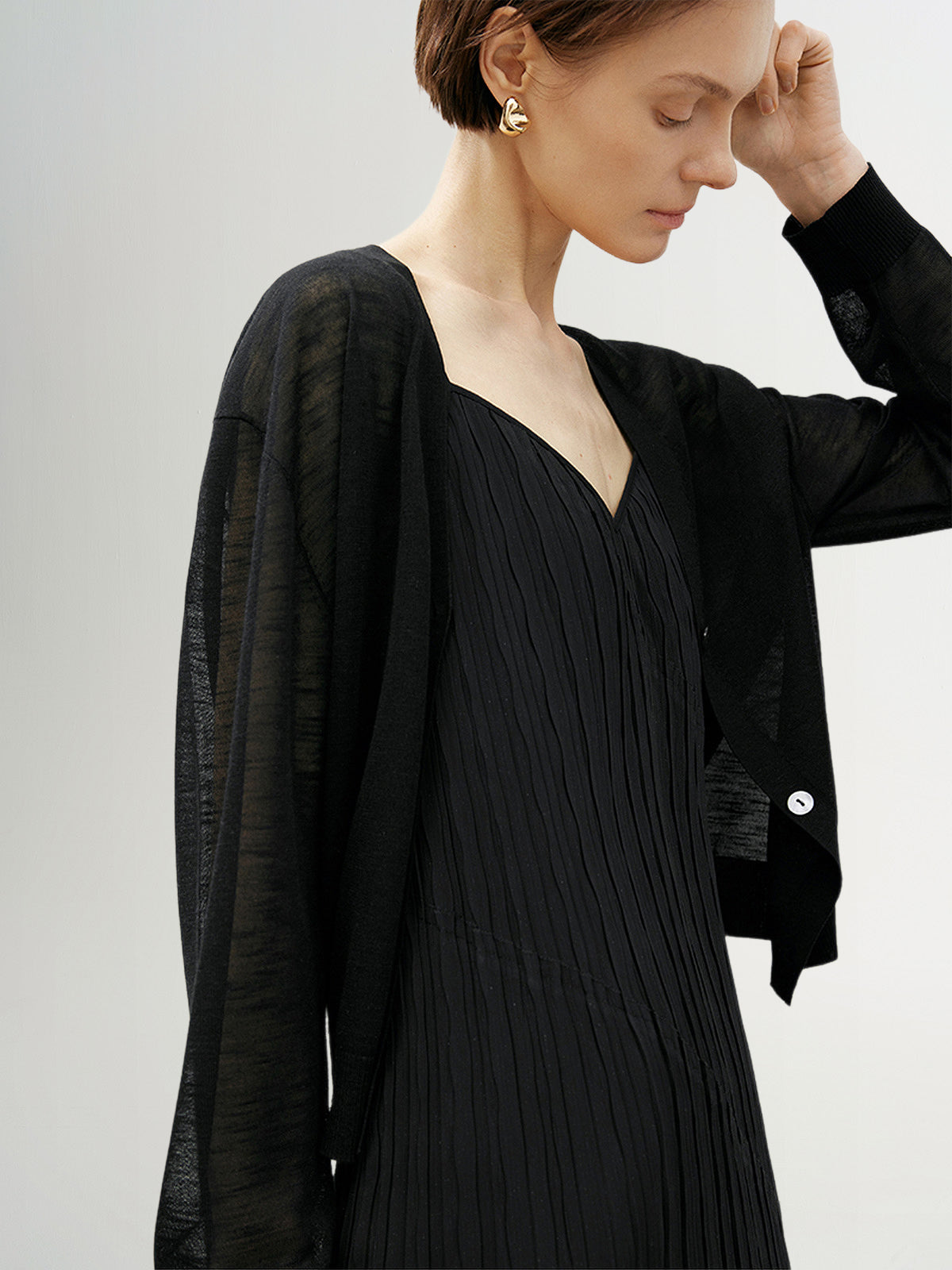 V Neck Buttons Knit Cardigan