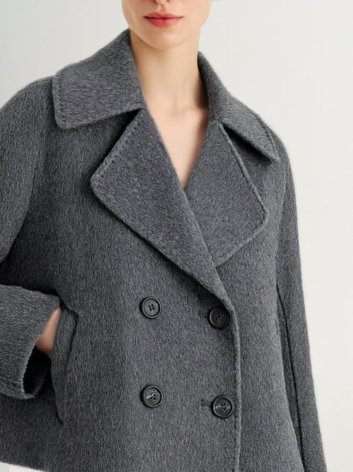 Load image 1 in gallery view. Pure Wool Wide-Collar Short Coat