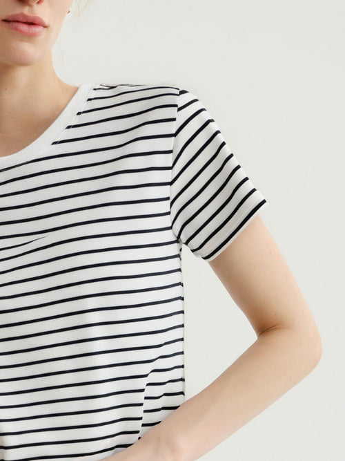 Load image 1 in gallery view. Striped Pure Cotton T-shirt