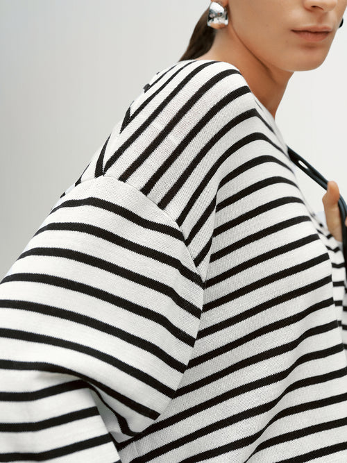 Load image 1 in gallery view. Striped Crewneck Relaxed Top