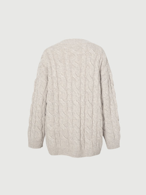 Load image 1 in gallery view. Pure Wool Cable Knit Cardigan