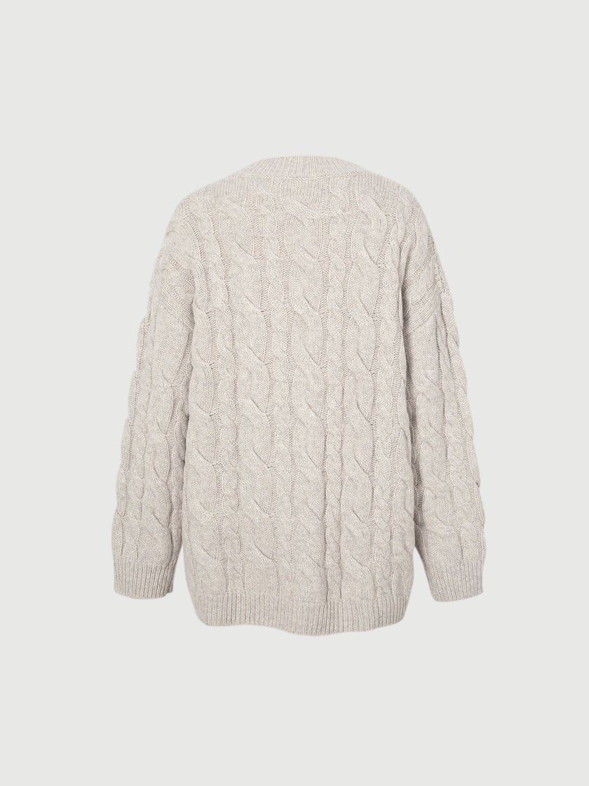 Pure Wool Cable Knit Cardigan