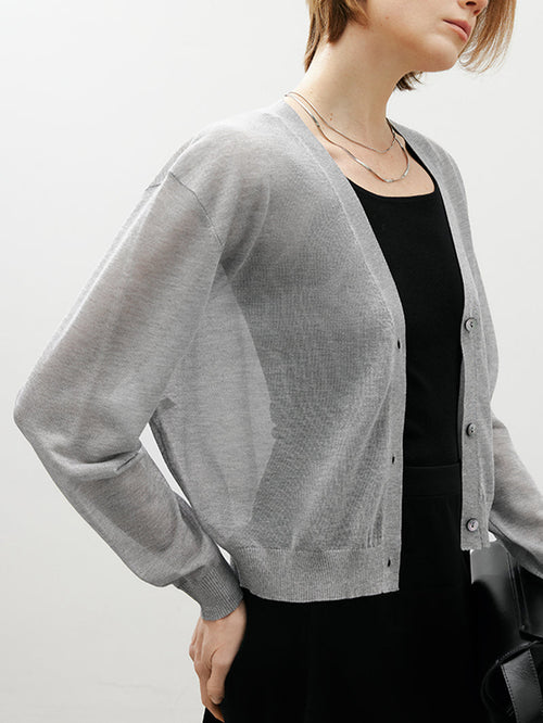 Load image 1 in gallery view. V Neck Thin Cardigan
