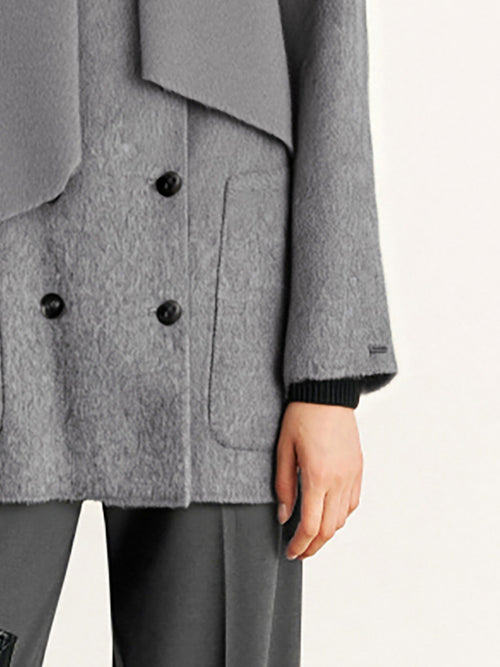 Load image 1 in gallery view. Wool Double-Breasted Wool Coat with Scarf