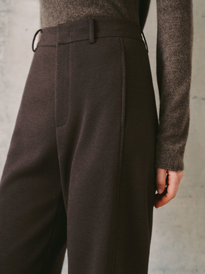 Dark Brown Straight-Leg Pants