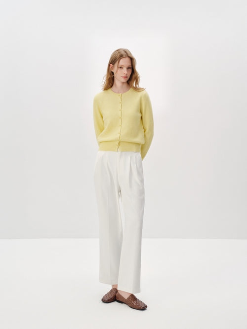 Load image 1 in gallery view. Cashmere-Silk Crewneck Knit Cardigan