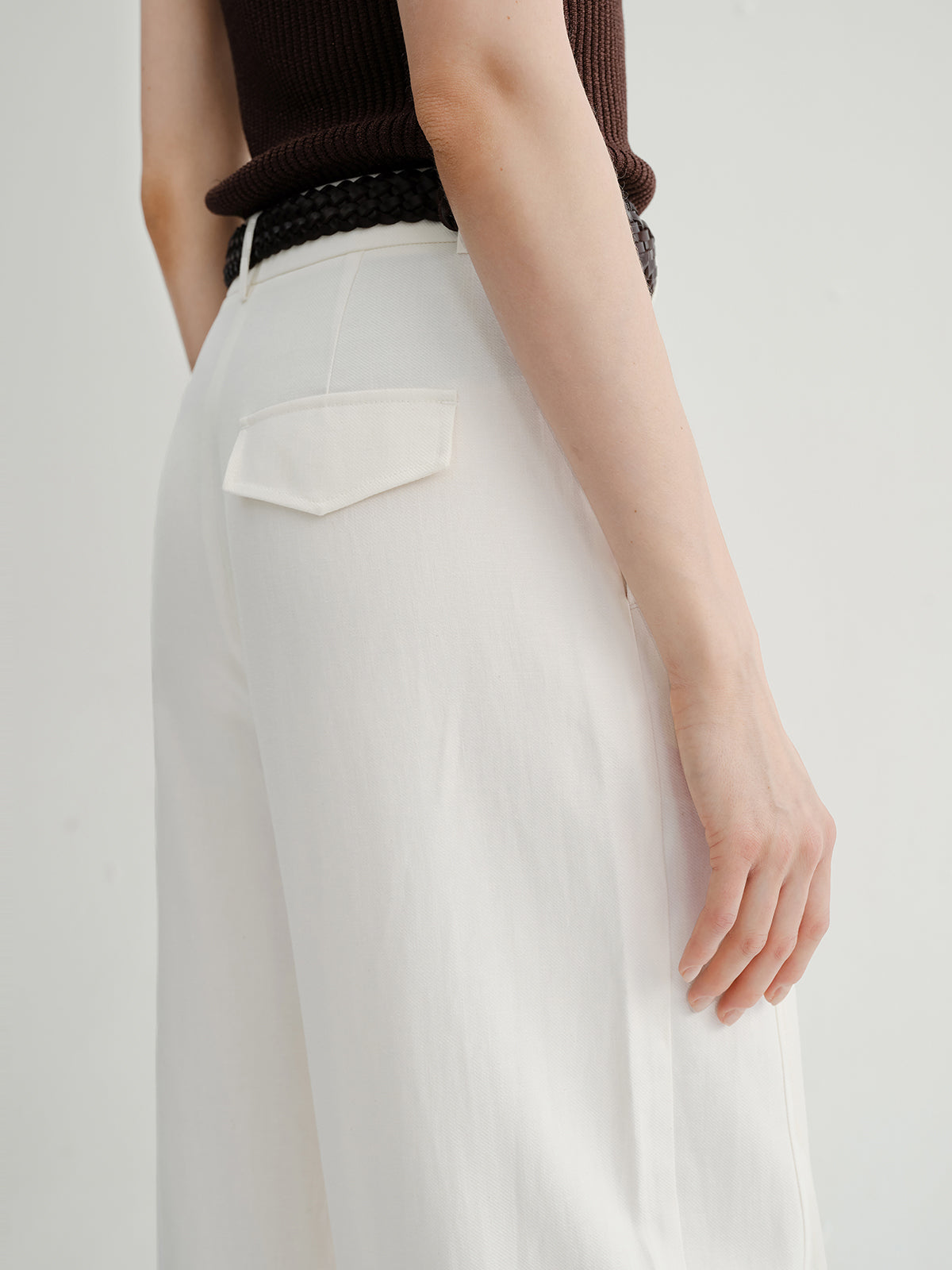 Linen-Blend Slight Barrel Pants