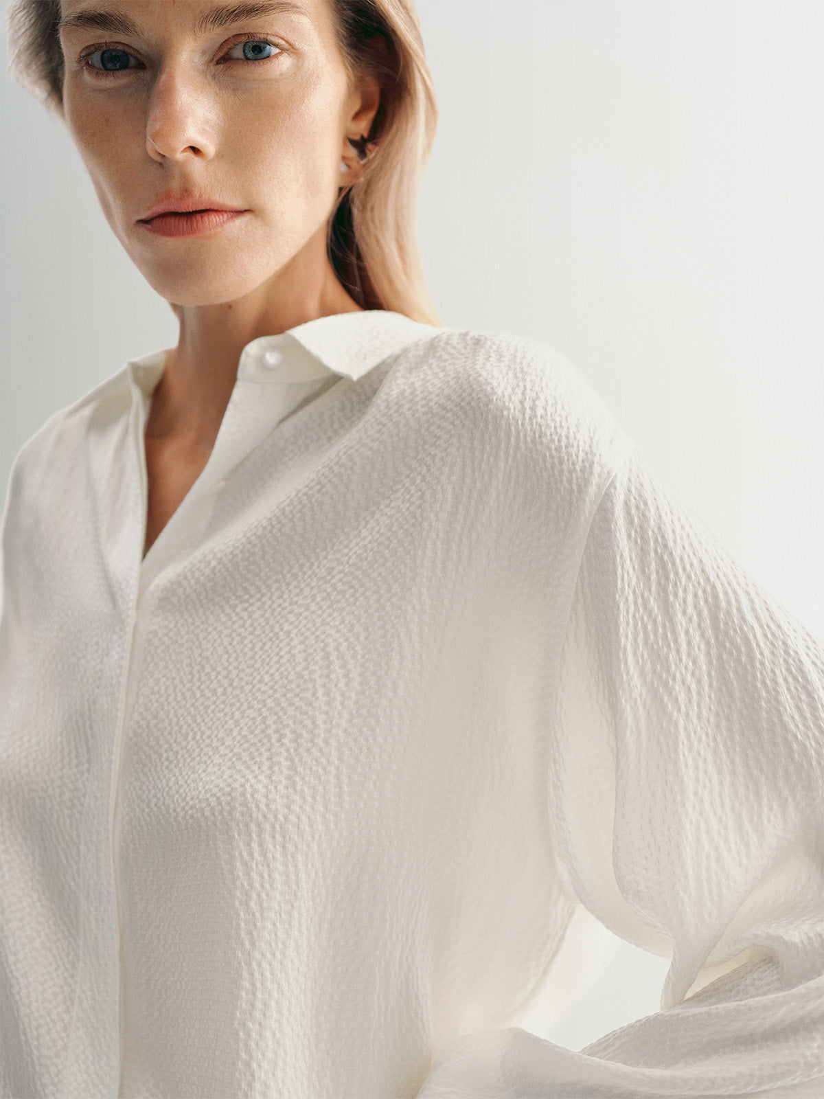 Concealed Placket Pure Silk Shirt