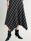 Handkerchief Plaid Hem Maxi Skirt