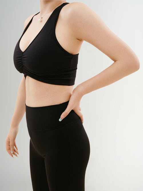 Load image 1 in gallery view. V Neck Yoga Knit Bra Top
