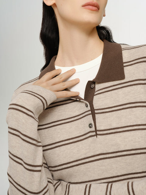Brown Striped Wool Sweater
