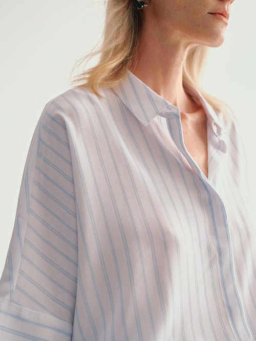 Load image 1 in gallery view. Pinstriped Short Sleeved Shirt