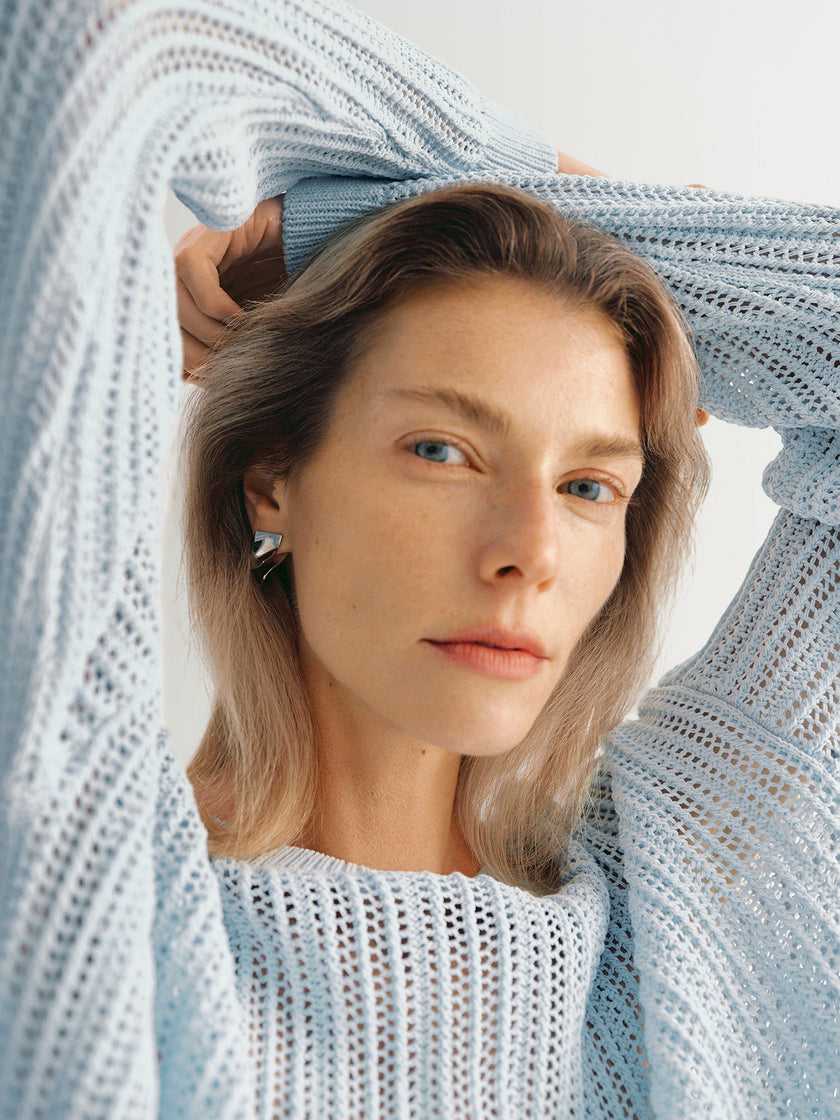 Crew-Neck Cable Knit Sweater