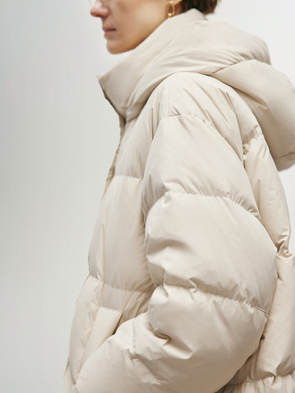 A-Line Goose Down Puffer Midi Jacket