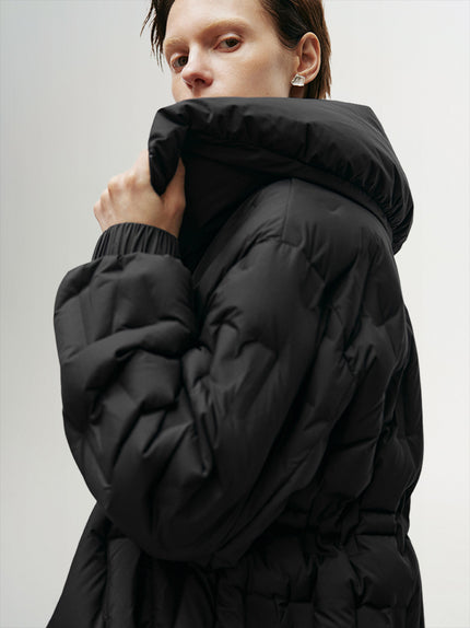 Women's Casual Silhouette Laminated Mid-Length Goose Puffer Jacket 5EA180731