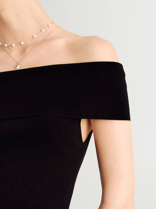 Load image 1 in gallery view. Off-Shoulder Waist-Defined Ankle-Length Dress