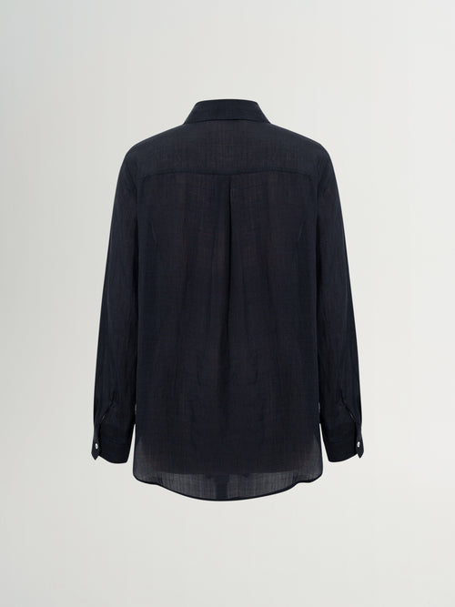 Load image 1 in gallery view. Relaxed-Fit Structured Shoulder Long-Sleeve Lapel Shirt