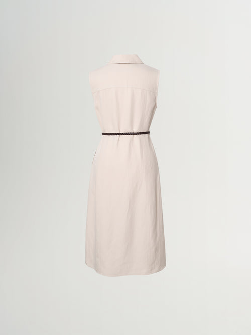 Load image 1 in gallery view. Lyocell-Linen Sleeveless Shirt Dress