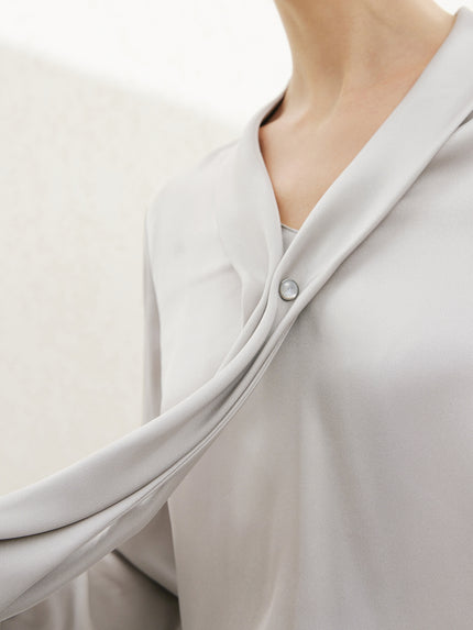 Tie-Neck Silk Shirt