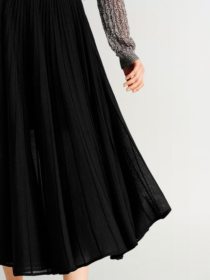 Sheer Pleated Midi Skirt