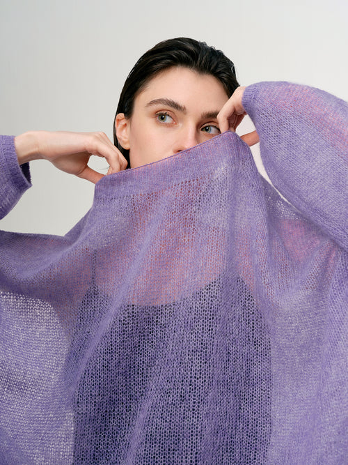 Load image 1 in gallery view. Cashmere-Silk Relaxed Pullover Sweater