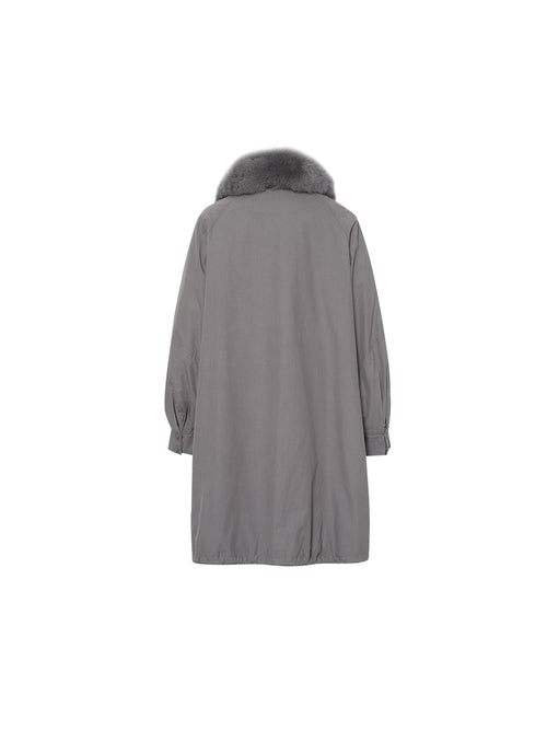 Load image 1 in gallery view. Fox Fur Collar Longline Parka