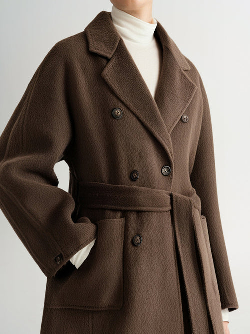 Load image 1 in gallery view. Wool-Camel Blend Tie-Belt Coat