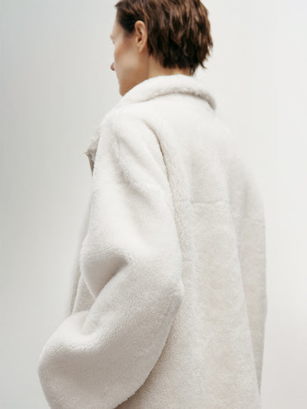 Pure Wool Zipper Fluffy Coat