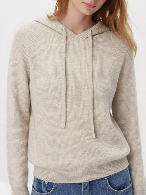 Load image 1 in gallery view. Ribbed Cashmere Hooded Sweater