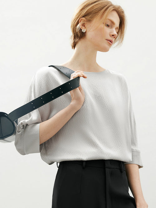 Load image 1 in gallery view. Mid Sleeve 100% Silk Blouse
