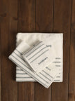 Cotton Gray & White Striped Towel and Bath Set