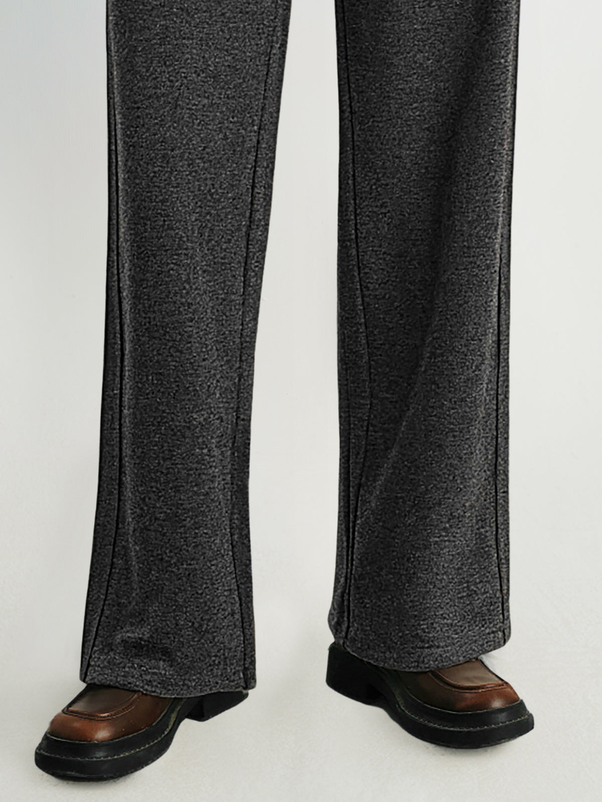 Dark Gray Elastic Waist Straight Pants